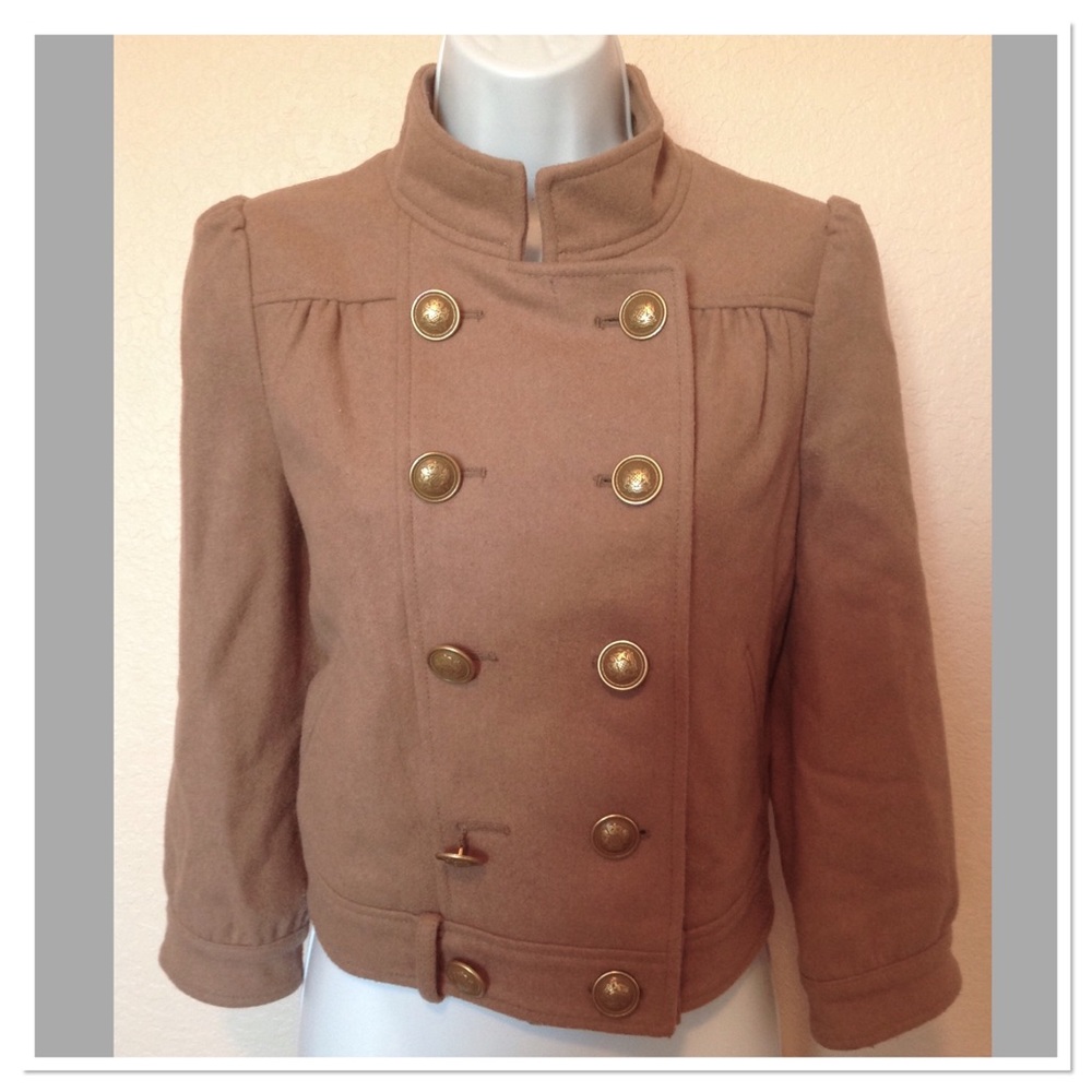 Anthropologie Idra Tan Double Breasted Coat Size 2
